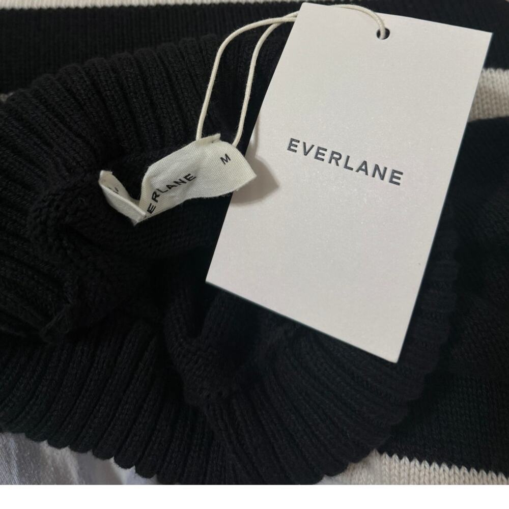 Everlane The Boxy Turtleneck in Everyday Cotton Black/White Stripe size M NWT - Picture 3 of 6